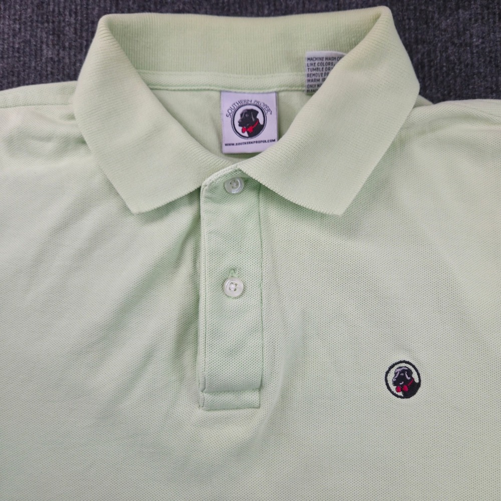 Southern Proper Polo Shirt Mens Medium Green Short Sleeve Cotton Preppy Logo